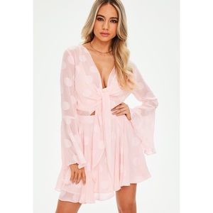 Missguided Light Pink Chiffon Skater Dress